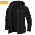 Classic solid black men's hooded zip-up cardigan sweater coat in a slim fit style - 3XL / Tops / Black