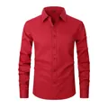 Professional vibrant red long-sleeve cotton dress shirt for men with breast pocket - 3XL / Tops / Red (8868-46)