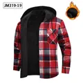 Chemise en flanelle à capuche à carreaux rouges et noirs pour homme avec doublure polaire - S / Hauts / Carreaux Rouges et Noirs (JM319-19)
