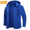 Royal blue fleece zip-up hoodie for men with adjustable drawstrings and front pockets - 3XL / Tops / Dark Blue