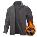 Veste-chemise chaude pour homme en polaire grise avec boutons et poches - 3XL / Hauts / Gris