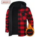 Men's fleece-lined hooded plaid shirt in a classic red and black checkered pattern design - S / Tops / Red and Black Plaid (JM319-5)