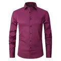 Professionelles Herren Slim Fit Stretch Langarmhemd in elegantem, tiefem Weinrot, unifarben - 38 / Oberteile / Fuchsia