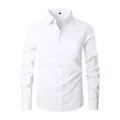 Professional classic white long-sleeved button-up dress shirt for men with pocket - 3XL / Tops / White (8868-50)