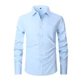 Classic light blue slim fit long sleeve button-down dress shirt for men in professional style - 3XL / Tops / Light Blue (8868-49)