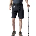 Men's quick-dry outdoor hiking shorts with cargo pocket and trekking pole setup. - S / Bottom (3202) / Black