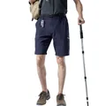Professional men's navy blue quick-dry hiking shorts designed for outdoor camping and trekking - S / Bottom (3202) / Blue