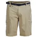 High-performance men's multi-pocket quick-dry cargo shorts in khaki with black belt. - S / Bottoms / Khaki