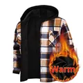 Classic men's plaid fleece-lined hooded casual long-sleeve shirt in yellow and blue - S / Tops / Yellow and Blue Plaid (JM319-14)
