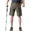 Premium men's olive green quick-dry hiking shorts with multi-pocket cargo design - S / Bottom (3201) / Green