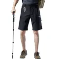 Men's quick-dry hiking shorts in black with multi-pockets for summer outdoor sports - S / Bottom (3201) / Black