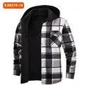 Stylish men's black and white plaid flannel hooded jacket with warm fleece lining - S / Tops / Black White Gray Plaid (JM319-16)
