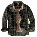 Giacca scozzese da uomo foderata in pile caldo con chiusura a scatto invernale - S / Tops / Verde Militare