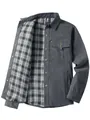 Herren Hemdjacke in Dunkelgrau mit Flanellfutter im Retro-Western-Stil für Freizeitmode. - S / Oberteile / Grau
