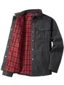 Herren Weste Jacke aus schwarzem Canvas mit weichem rot-schwarz kariertem Flanell - S / Oberteile / Schwarz