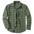 Grünes Herren-Flanellhemd mit Karomuster und Perlmuttknöpfen im coolen Western-Stil - S / Oberteile / Grün