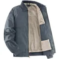 Klassische Detroit-Jacke für Herren aus Baumwoll-Duck-Canvas mit warmem Fleecefutter - S / Oberteile / Graublau