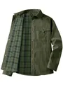 Veste décontractée vert olive pour homme avec doublure chaude en flanelle à carreaux - S / Hauts / Vert