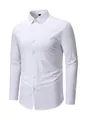 Classic white men's long-sleeve dress shirt with stretch non-iron fabric for business wear. - XS / Tops / White