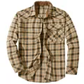 Vintage Herrenhemd aus braunem Flanell mit Cordkragen und Perlmuttknöpfen, SKU-Ansicht - S / Oberteile / Khaki
