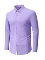 Premium men's lavender stretch non-iron long-sleeve dress shirt with cooling fabric - XS / Tops / Light Purple (Long Sleeve)