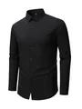 Classic men's black stretch non-iron long sleeve shirt for business casual wear style - XS / Tops / Black