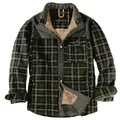 US size men's green plaid winter jacket with warm fleece lining and snap buttons - S / Tops / Stand Collar Dark Military Green (3251)
