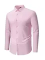 Men's slim fit non-iron stretch long-sleeved shirt in elegant light pink color - XS / Tops / Pink (Long Sleeve)