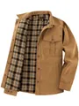 Veste décontractée pour hommes style western rétro beige avec doublure en flanelle - S / Hauts / Jaune Terre
