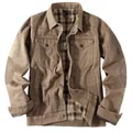 Giacca trucker da uomo stile western con calda fodera in flanella a quadri marrone - S / Tops / Marrone