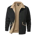Giacca invernale da uomo in velluto a coste con fodera in pile e colletto a rever - M / Tops / Nero