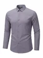 Professional men's stretch non-iron long sleeve shirt in stylish purple-grey finish - XS / Tops / Gray