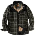 Men's winter dark green plaid shirt jacket with warm fleece lining and corduroy collar - S / Tops / Stand Collar Military Green (3251)