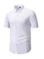 Classic white short-sleeved men's shirt with non-iron elastic fabric and cool feel - XS / Tops / White (Short Sleeve)