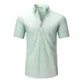 Premium men's stretch non-iron short-sleeved business shirt in stylish mint green - 46/XXXL / Tops / T-Shirts / Light Green