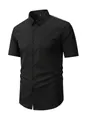 Professional men's black short sleeve stretch shirt with non-iron fabric for comfort - XS / Tops / Black