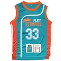 Maillot de basket-ball brodé rétro Flint Tropics #33 en bleu sarcelle et orange. - S / Hauts / Vert N° 33