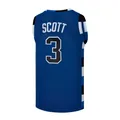 Custom blue mesh basketball jersey featuring white Scott 3 embroidered design back view - S / Tops / Blue Style 3