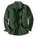 Men's army green cotton work shirt with corduroy collar and cuffs detail - S / Top (3261) / Green