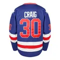 Retro blue ice hockey jersey featuring white stars and Craig number 30 back print - S / Tops / Blue Style 30