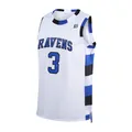 White basketball jersey with blue and black stripes featuring #3 Ravens embroidery - S / Tops / Silver Style 3