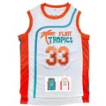 Maillot de basket rétro Flint Tropics avec logo de l'équipe brodé et design du numéro 33 - S / Hauts / Blanc N° 33