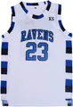 Vintage white basketball jersey featuring blue number 23 and Ravens text print details - S / Tops / White Style 23