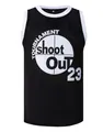 Canotta da basket nera in mesh stile hip-hop retrò con stampa 'Tournament 23'. - S / Tops / Nero N. 23