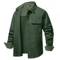Men's dark green washed cotton shirt featuring corduroy patchwork and metal snap buttons. - S / Tops / Green