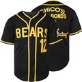 Custom embroidered Bears 12 baseball jersey with Chico's Bail Bonds movie replica - S / Tops / Black No.12