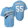 Premium hellblaues Myrtle Beach Mermen #55 Baseballtrikot für Herren mit Stickerei - S / Oberteile / Blau Nr. 55