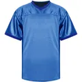 Front view of a royal blue mesh sports jersey showing the breathable fabric texture - S / Tops / Blue