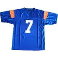 Blaues American-Football-Trikot mit der Nummer 7 und orangefarbenen Schulterdetails im Design - S / Oberteile / Blau
