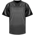 Front view of professional black mesh blank sports training jersey for men with V-neck design - S / Tops / Black
